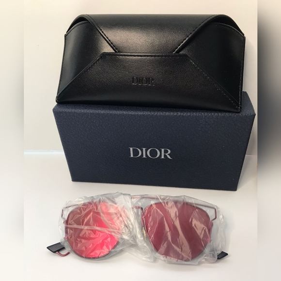 New - 💯 original DiorTechnologic Mirrored Metal Sunglasses, Matte Red/Blue - Picture 11 of 14